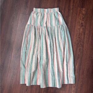 NWOT Striped A-Line Maxi Skirt in Mint, Coral, and Cream